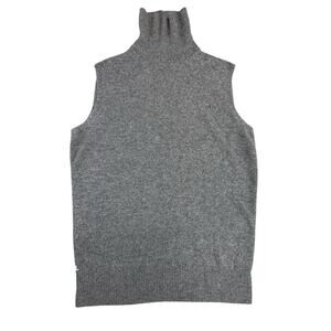 Lafayette 148 Gray 100% Cashmere Sleeveless Turtleneck Sweater Small